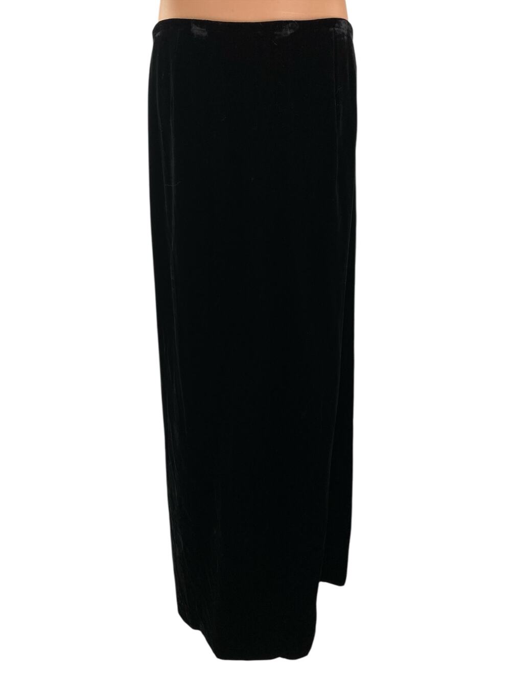 Kay Unger Women's Black Velvet High Rise Zip Back Maxi Straight Pencil Skirt 14
